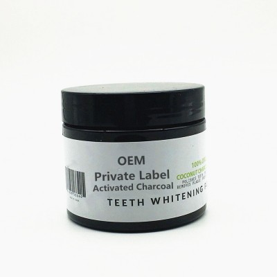 Private label teeth whtienint kit home use coconut teeth whitening charcoal powder with bamboo brush